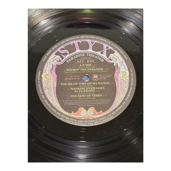 Vintage Styx Paradise Theater Vinyl LP 1981 A&M Rock Album Gatefold Classic - Picture 8 of 10